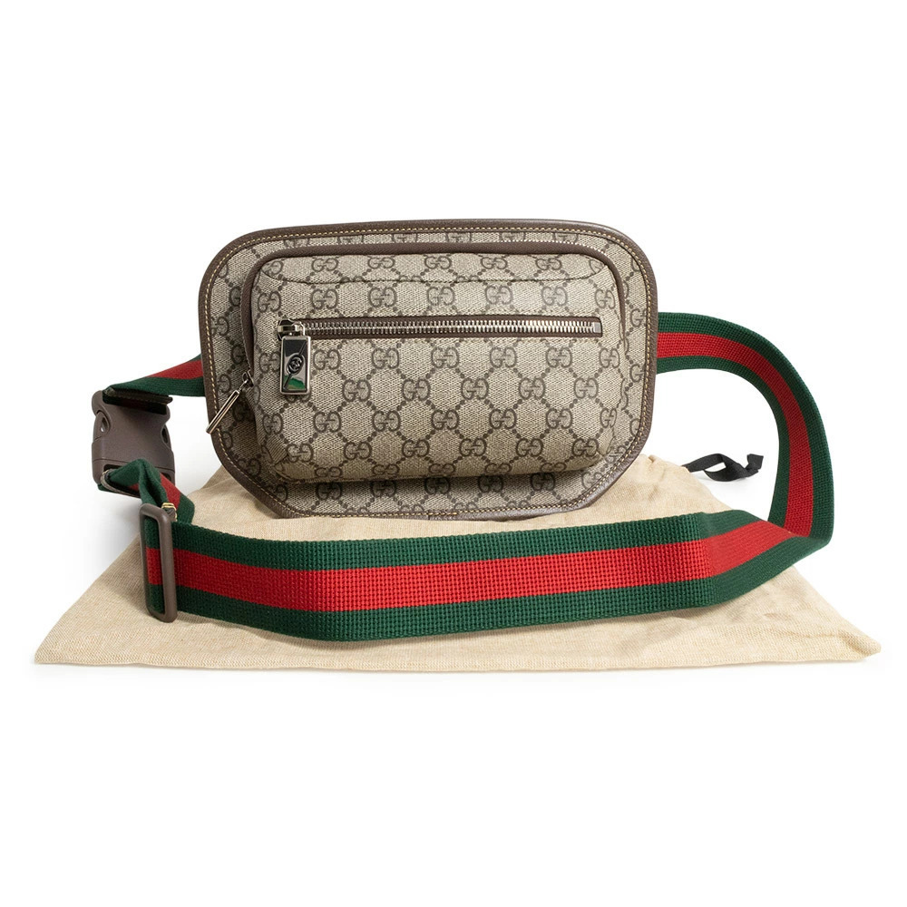 Gucci Body Bum Crossbody Belt Waist Belt Bag Crossbody GG Beige Brown Red - Picture 2 of 10